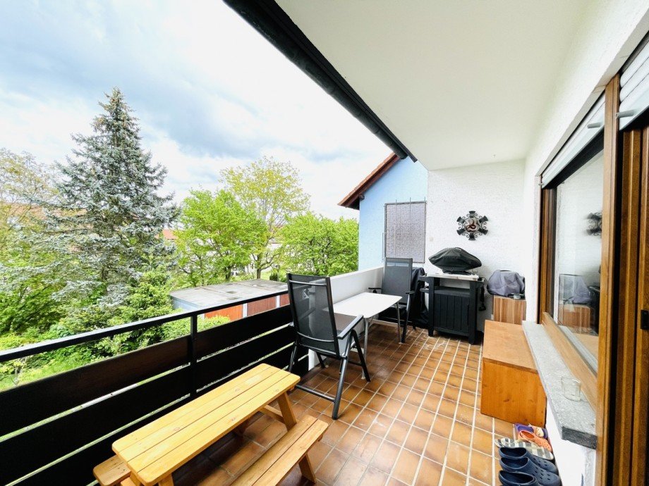 Balkon mit Blick ins Gr�n Etagenwohnung Ettlingen-Spessart