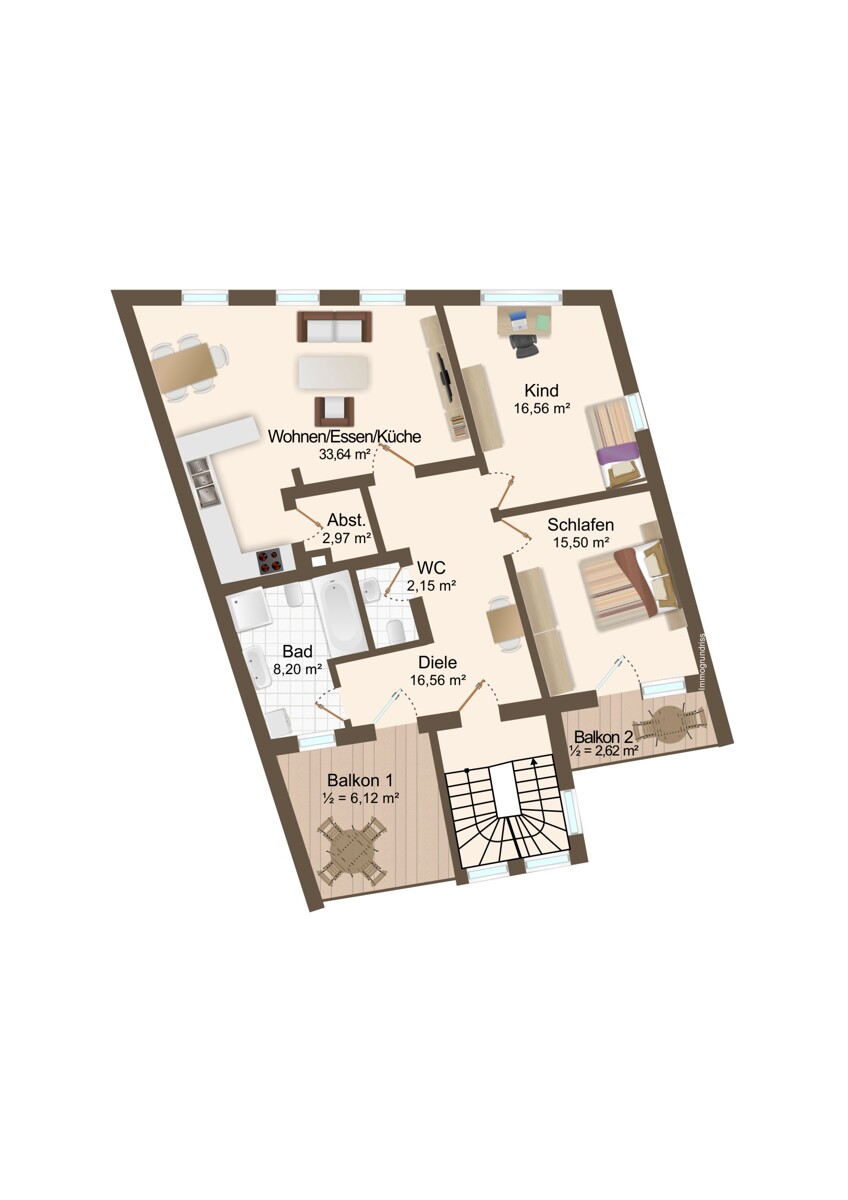 Grundriss OG Mehrfamilienhaus Weingarten