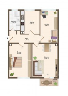 Grundriss Ihr Sommerplatz- attraktive 3- Zimmer-Wohnung, ab sofort bezugsfrei!