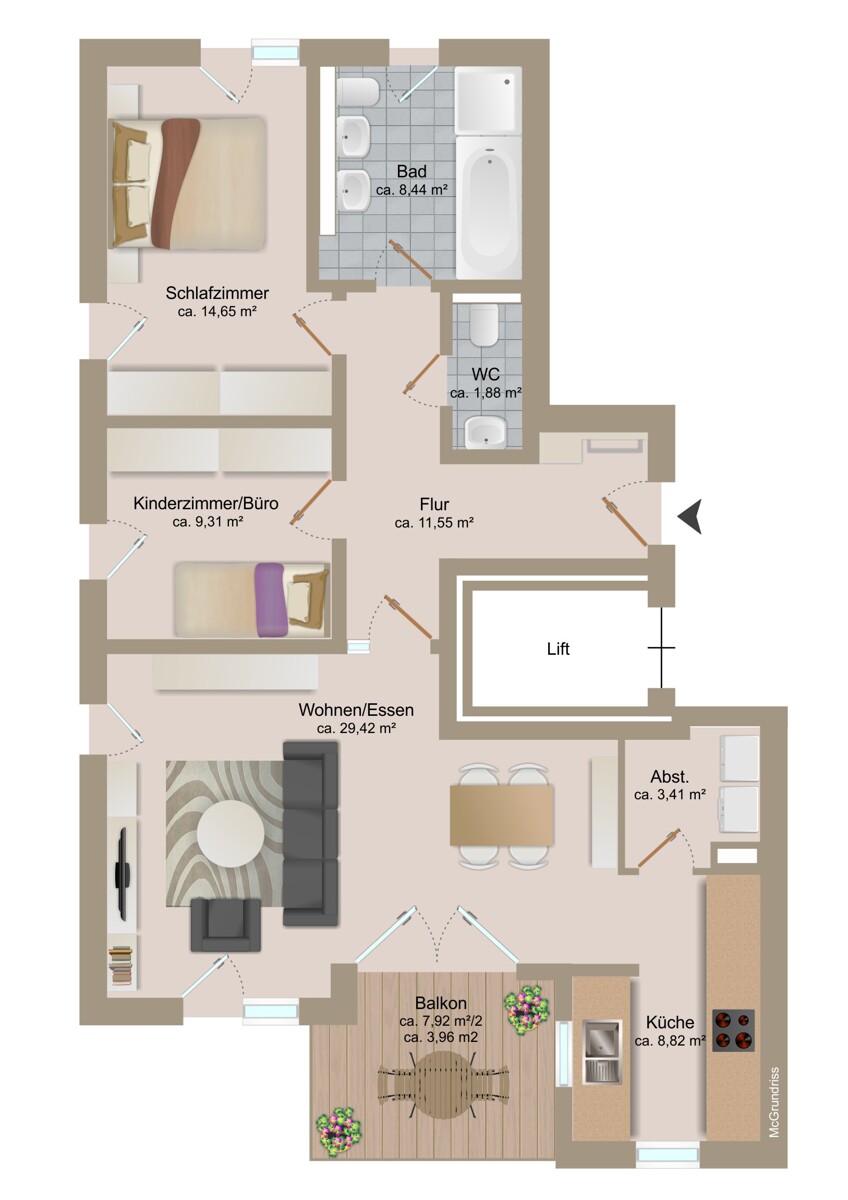 Grundriss Etagenwohnung Karlsruhe