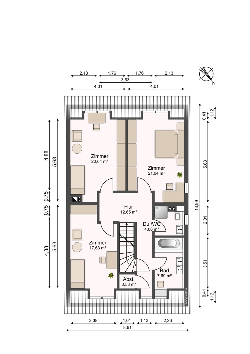 Grundriss OG Einfamilienhaus Karlsruhe