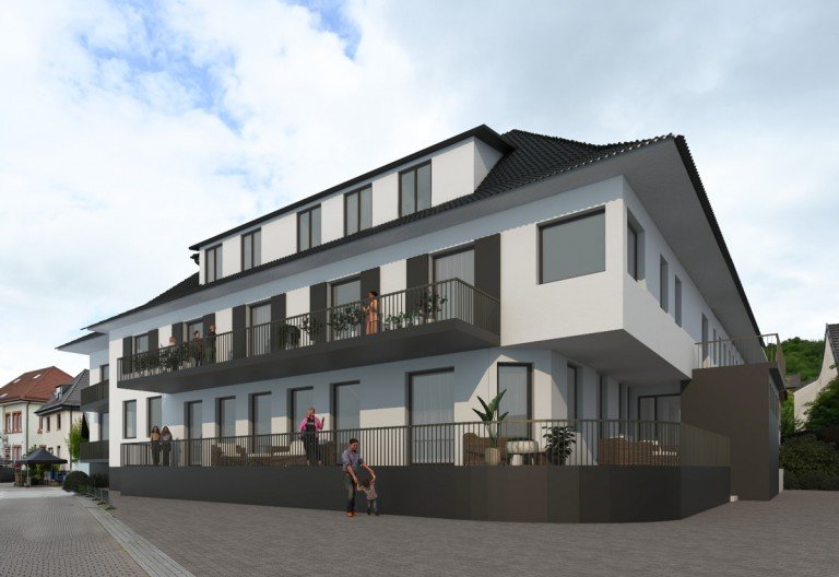 Frontansicht Keltern / Ellmendingen Dachgeschosswohnung Exklusive 3-Zimmer-Neubauwohnung mit gro�er Dachterrasse in Keltern-Ellmendingen.