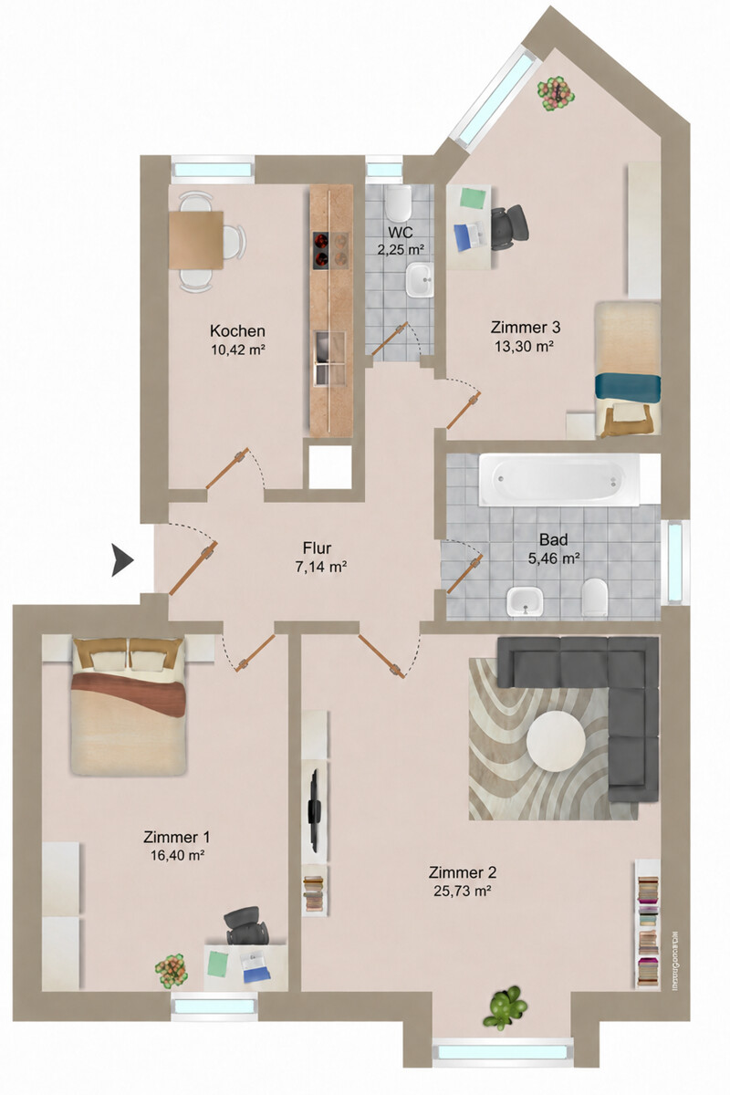 Grundriss Etagenwohnung Karlsruhe