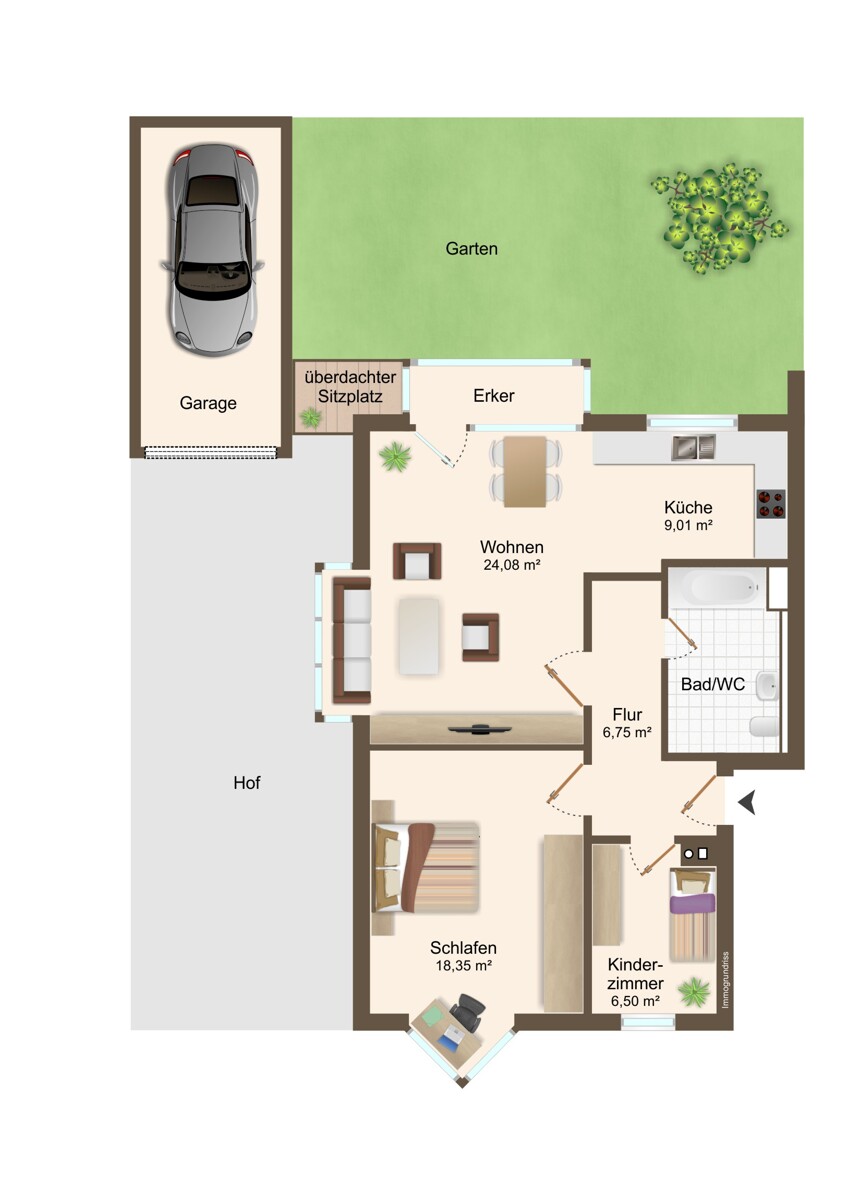 Grundriss Erdgeschosswohnung Karlsruhe