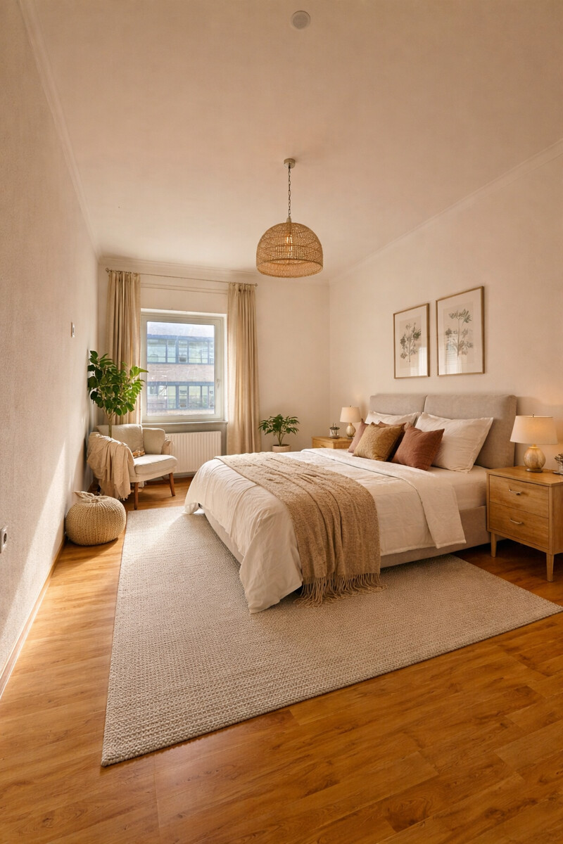 Schlafzimmer (KI Visualisierung) Etagenwohnung Karlsruhe