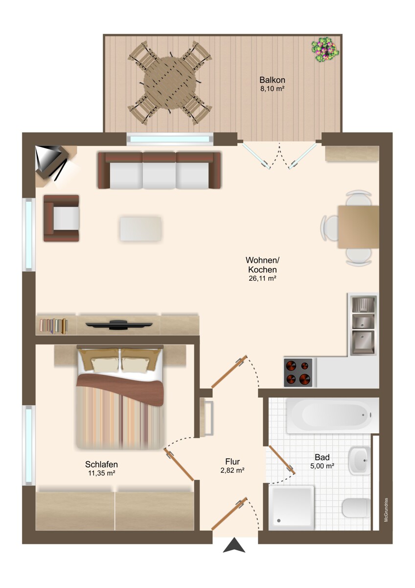 Grundriss Erdgeschosswohnung Eggenstein-Leopoldshafen