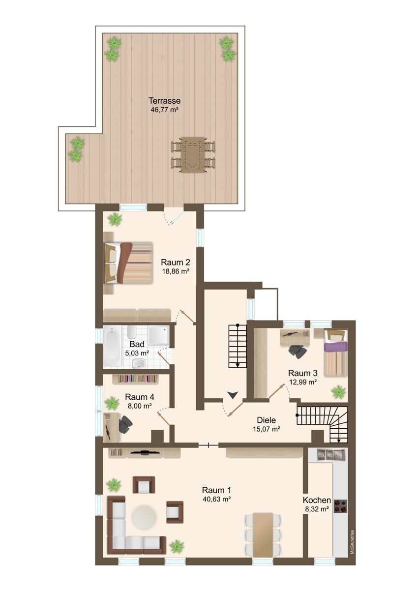 Grundriss 2.OG Maisonettewohnung H�fen an der Enz