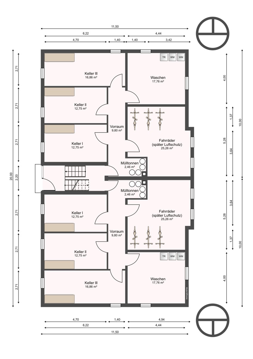 Grundriss UG Mehrfamilienhaus Ettlingen-Bruchhausen