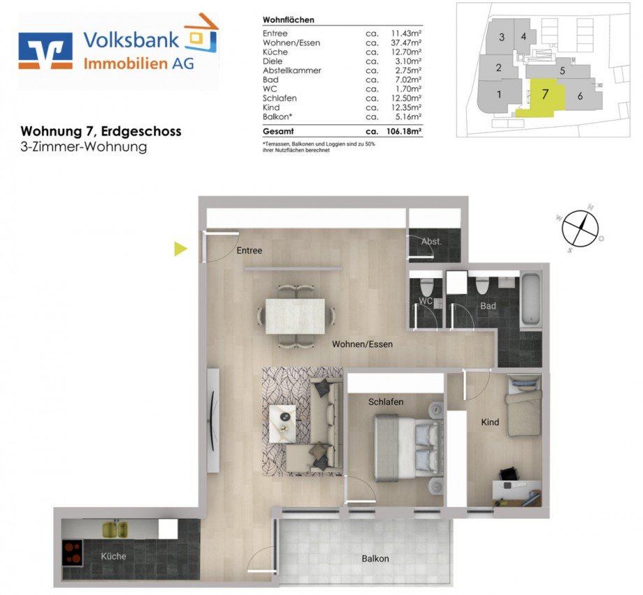 Grundriss Erdgeschosswohnung Keltern / Ellmendingen