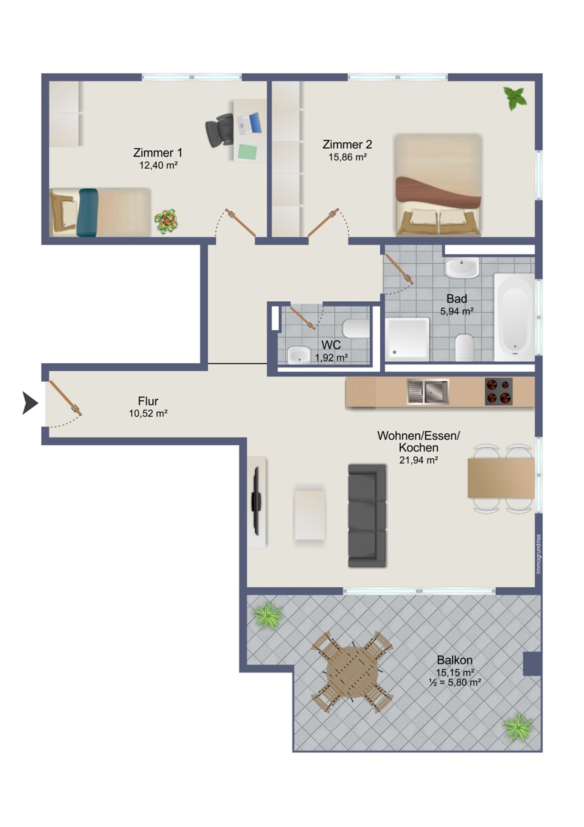 Grundriss Etagenwohnung Stuttgart / Feuerbach