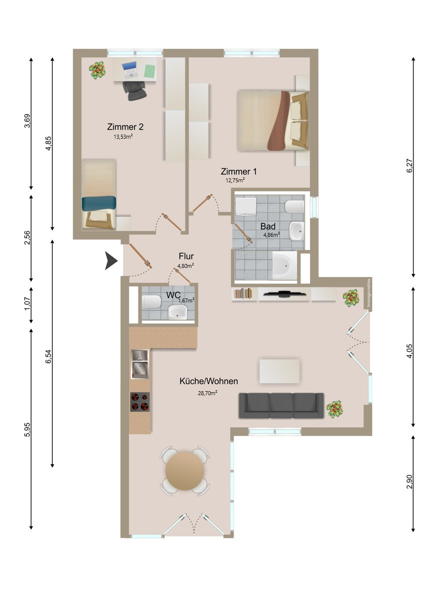 Grundriss Erdgeschosswohnung Ettlingen