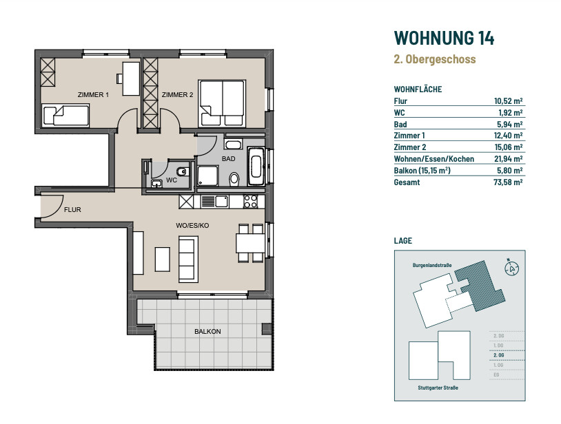 Grundriss Etagenwohnung Stuttgart / Feuerbach