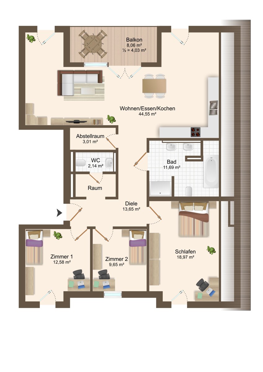 Grundriss Dachgeschosswohnung Kieselbronn