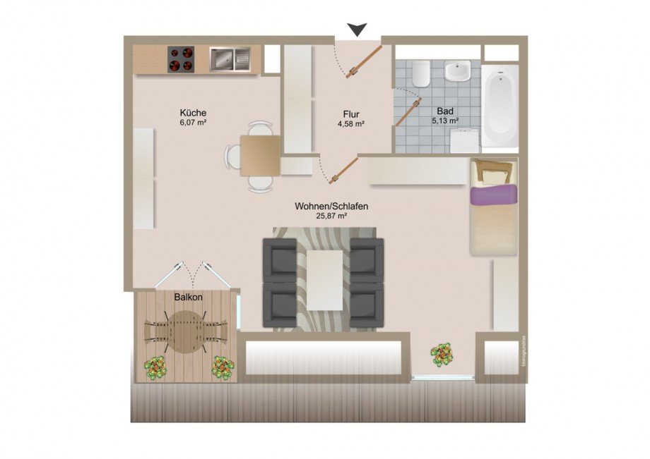 Grundriss Dachgeschosswohnung Karlsruhe