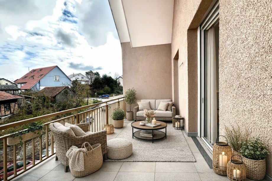 Loggia (KI-Staging) Dachgeschosswohnung Kieselbronn