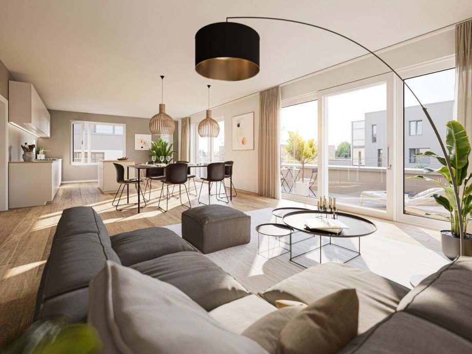 Wohnraum mit angrenzendem Essbereich und K�che Erdgeschosswohnung Birkenfeld