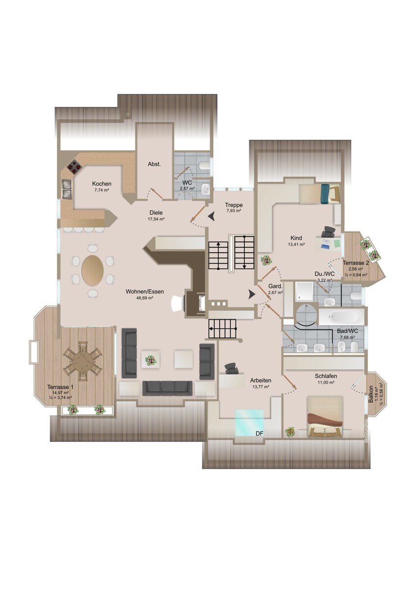 Grundriss Maisonettewohnung Leinfelden-Echterdingen