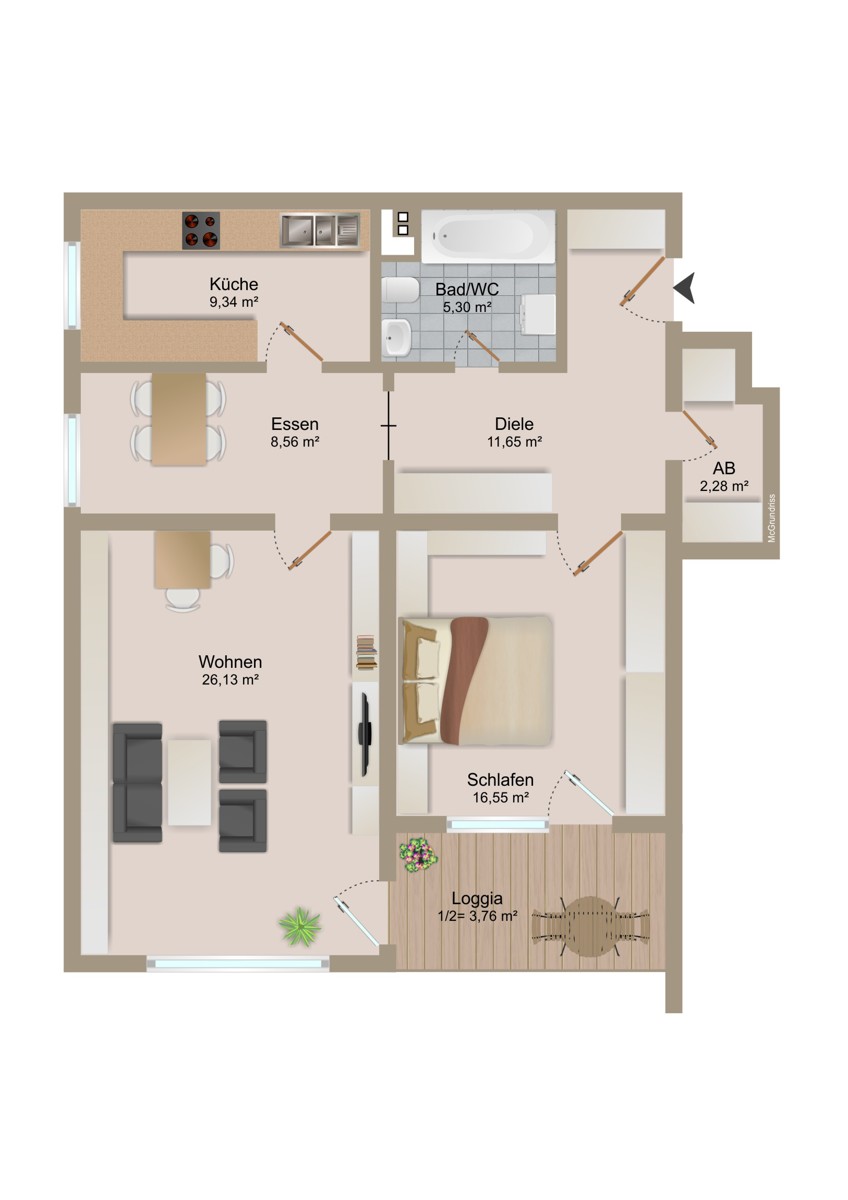 Grundriss Etagenwohnung Ettlingen