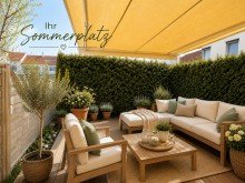 Zweite Terrasse (KI-Visualisierung) Exklusives, lichtdurchflutetes Reihenendhaus mit Dachterrasse und zwei sonnigen Terrassen