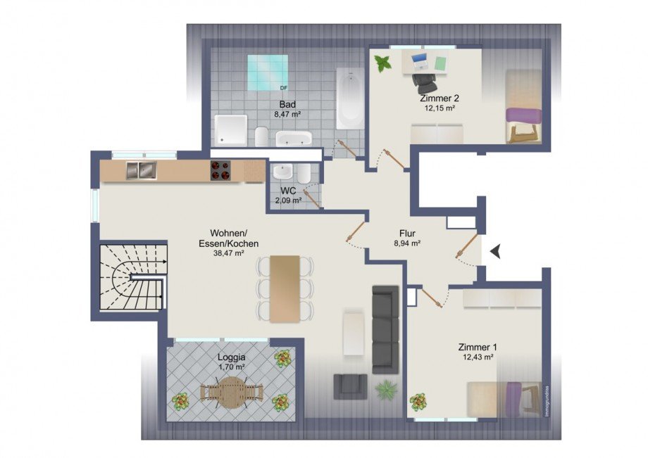 Grundriss DG I Etagenwohnung Stuttgart / Feuerbach