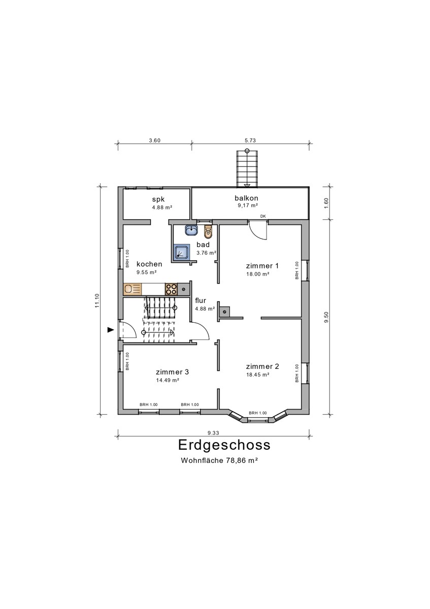 Grundriss EG Mehrfamilienhaus M�hlacker