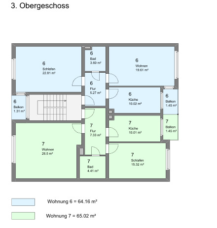 3. Obergeschoss Mehrfamilienhaus Karlsruhe