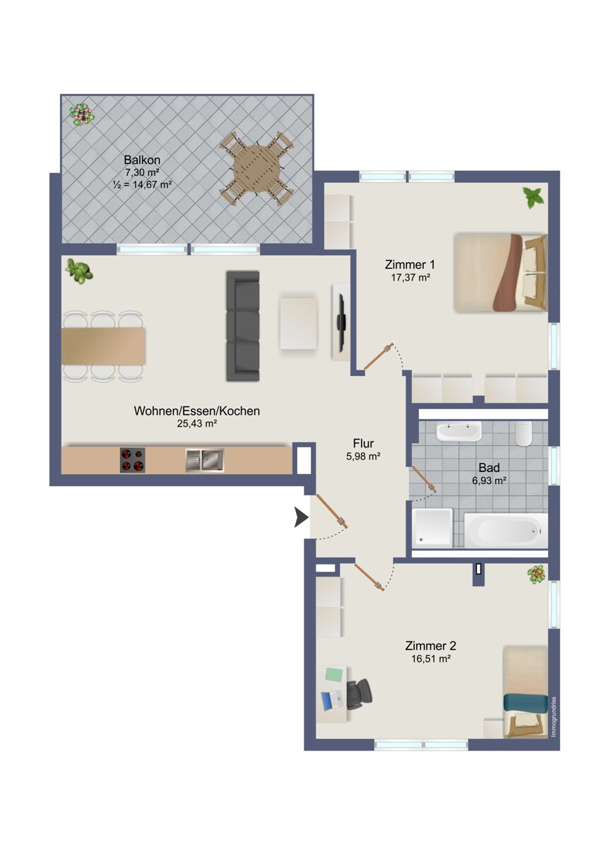 Grundriss Etagenwohnung Stuttgart / Feuerbach