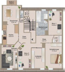 Grundriss Charmante Altbauwohnung mit Garten in der Karlsruher Oststadt.