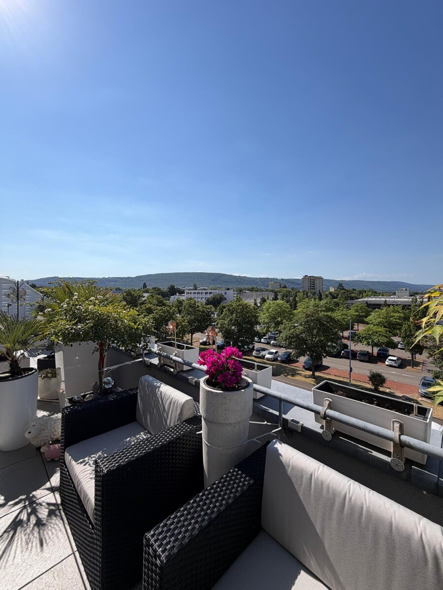 Aussicht von der Dachterrasse Penthousewohnung Ettlingen