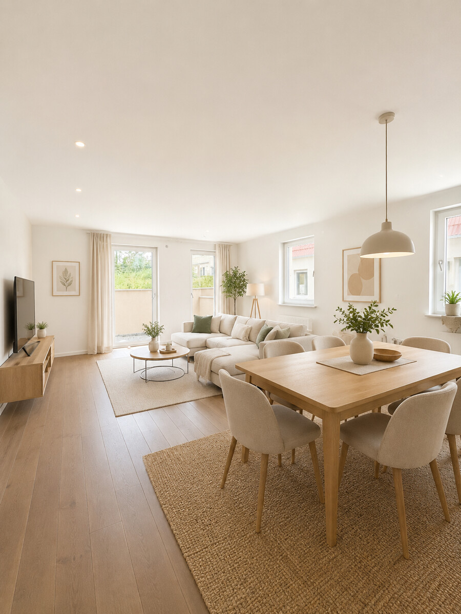 KI-Visualisierung Wohnen/Essen/Kochen Etagenwohnung Kieselbronn