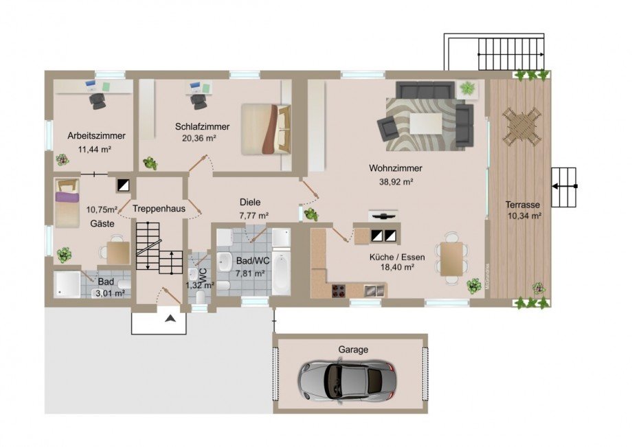 Grundriss Erdgeschosswohnung Ettlingen