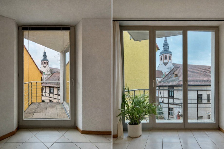 Haus 1, Balkon Wohn/Schlafzimmer Mehrfamilienhaus Ettlingen