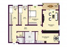 Grundriss 4 Zimmerwohnung im Kurort von Bad Herrenalb