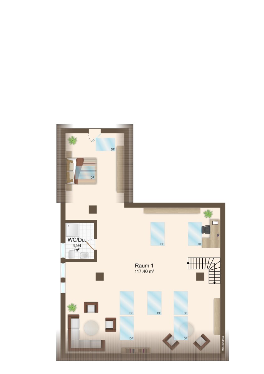 Grundriss 3.OG Maisonettewohnung H�fen an der Enz
